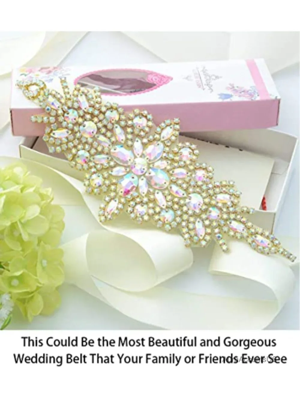 Rhinestone Wedding Sash Belt Applique Iron-On Sew-On Bridal Sash
